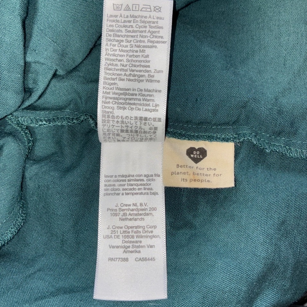 Madewell Dress Green Linen Embroidered Tiered Babydoll Boho Pockets Womens XS - Picture 8 of 9
